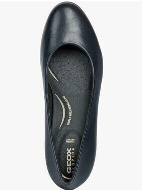 NEW GEOX Navy Leather Low Heel Ballet Flat Annya